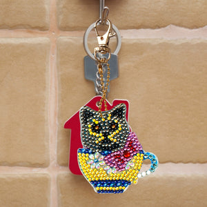 4pcs Teacup Animal DIY Keychain
