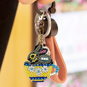 4pcs Teacup Animal DIY Keychain