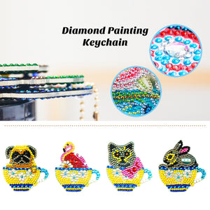 4pcs Teacup Animal DIY Keychain