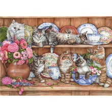 Load image into Gallery viewer, Flower Dish Cat - Full Drill Diamond Painting
