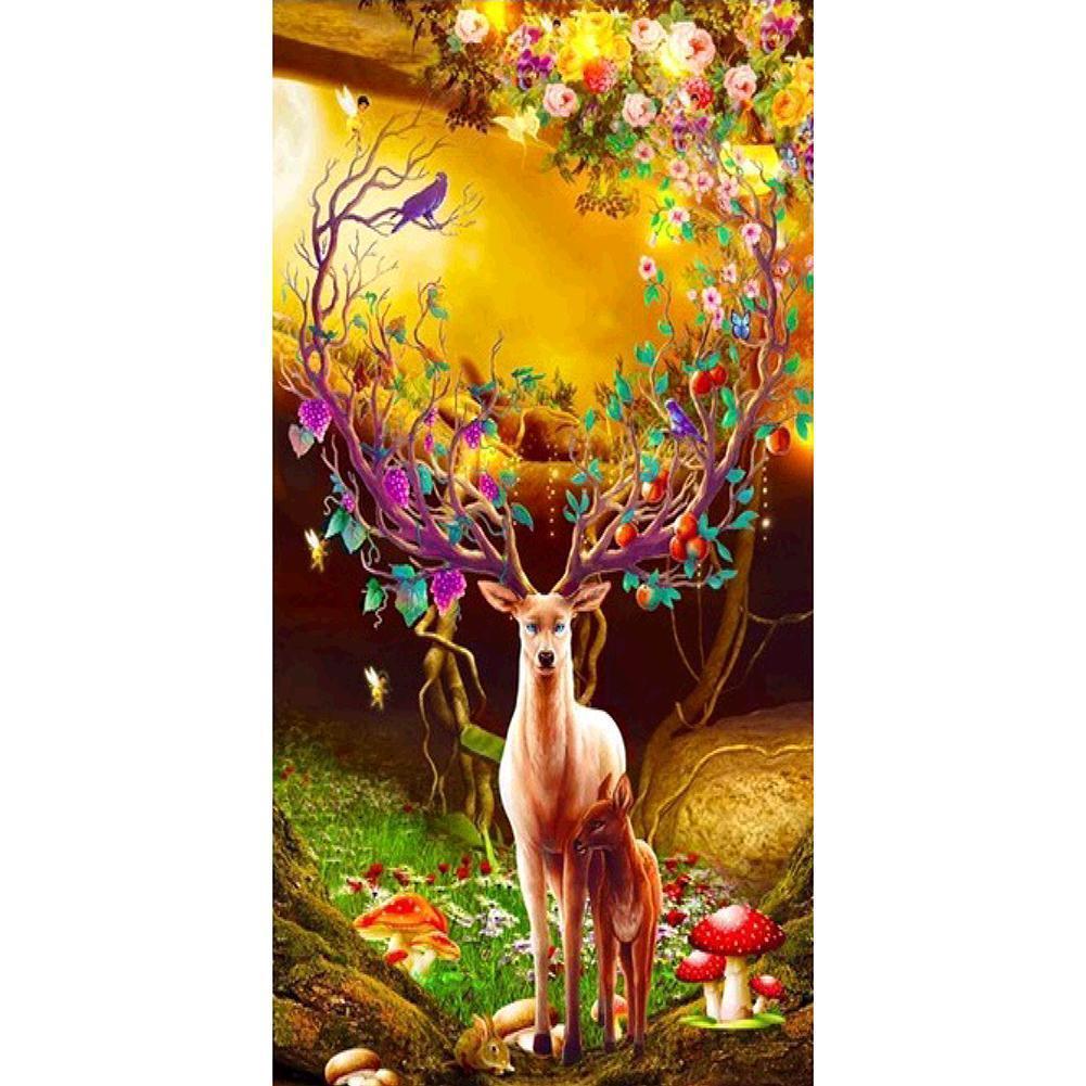 Flower Deer - Full Drill Diamond Painting - 45x85cm