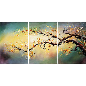 3-pictures Plum - Full Drill Diamond Painting - 95x45cm