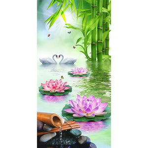 Lotus Swan - Full Drill Diamond Painting - 45x85cm