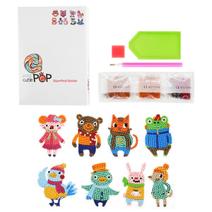 8pcs-Animal-Diamond Painting Free Stickers