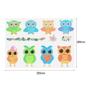 8pcs-Owl-Diamond Painting Free Stickers