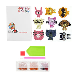 9pcs-Animal-Diamond Painting Free Stickers