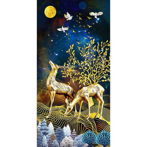 Gold Deer - Full Drill Diamond Painting - 45x85cm