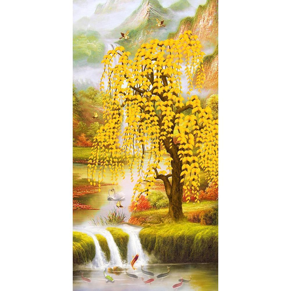 River and Tree - Full Drill Diamond Painting - 45x85cm