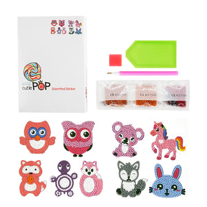 9pcs-Animal-Diamond Painting Free Stickers