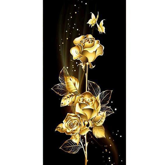 Gold Rose  - Full Drill Diamond Painting - 45x85cm