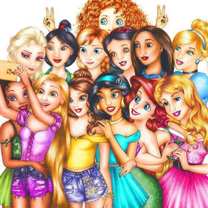 Princesses Cartoon - Full Drill Diamond Painting - 50x50cm