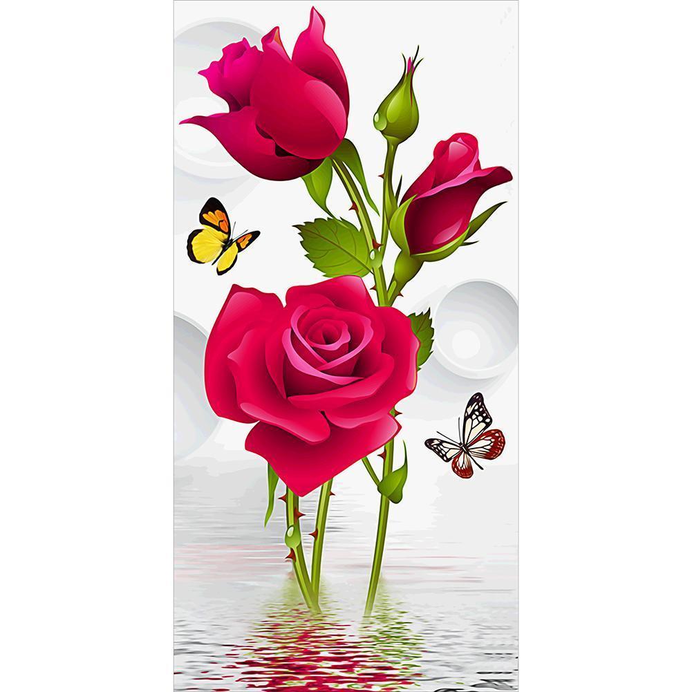 Rose Butterflies - Full Drill Diamond Painting - 45x85cm
