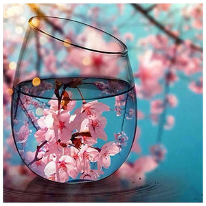 Cup Shot Cherry blossoms - Full Drill Diamond Painting