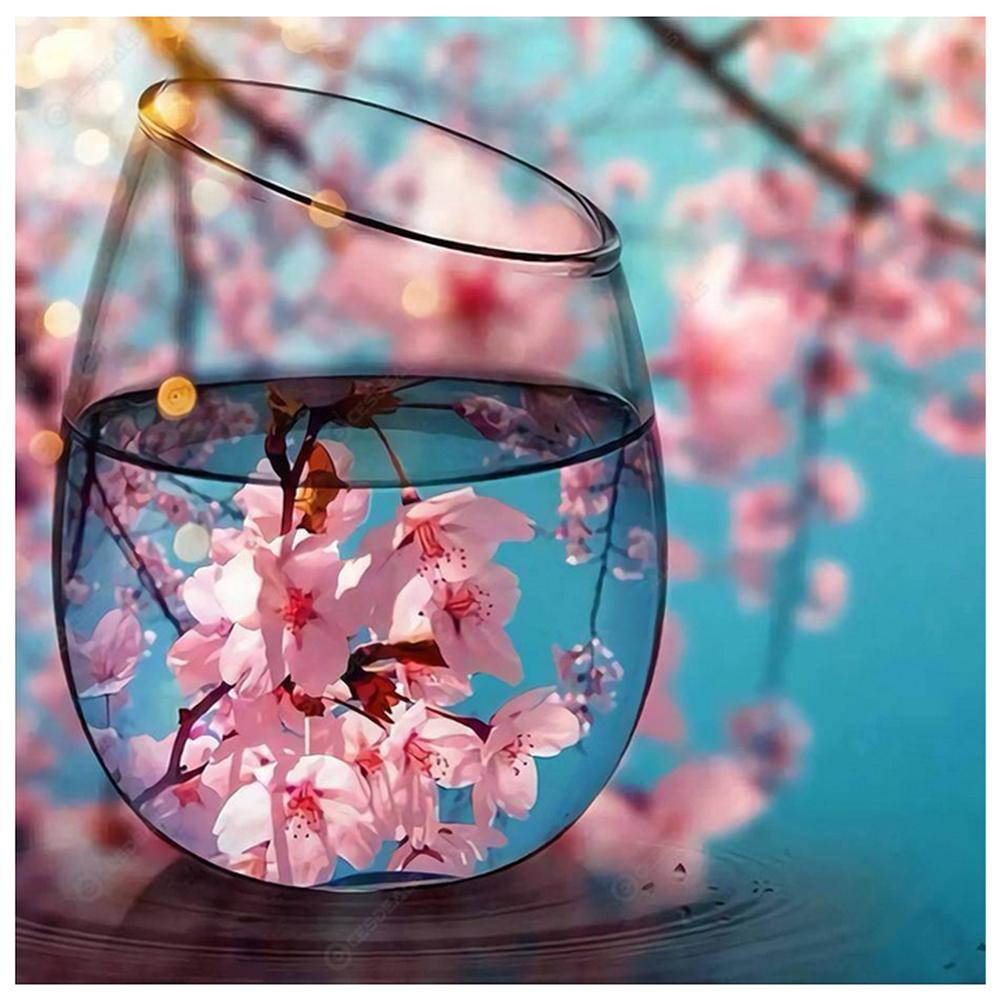 Cup Shot Cherry blossoms - Full Drill Diamond Painting