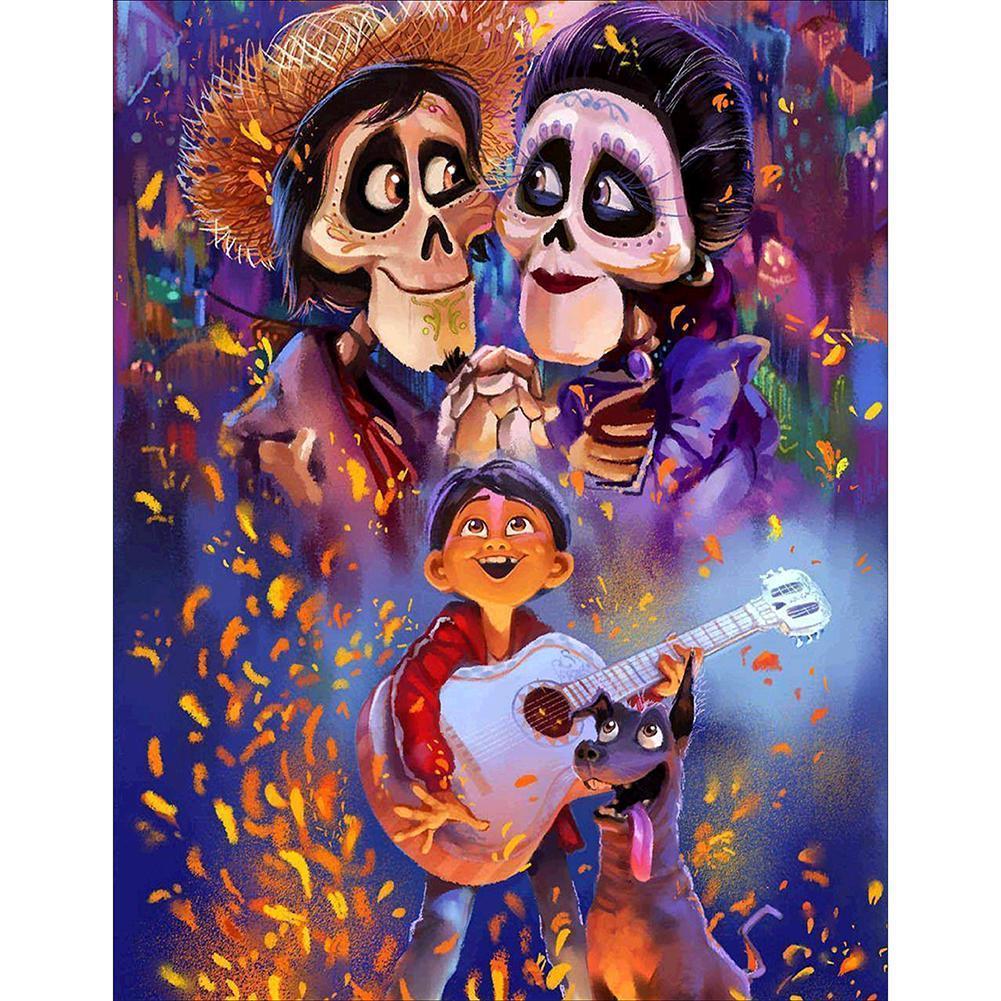 Boy and Two Skeletons - Full Drill Diamond Painting - 40x50cm