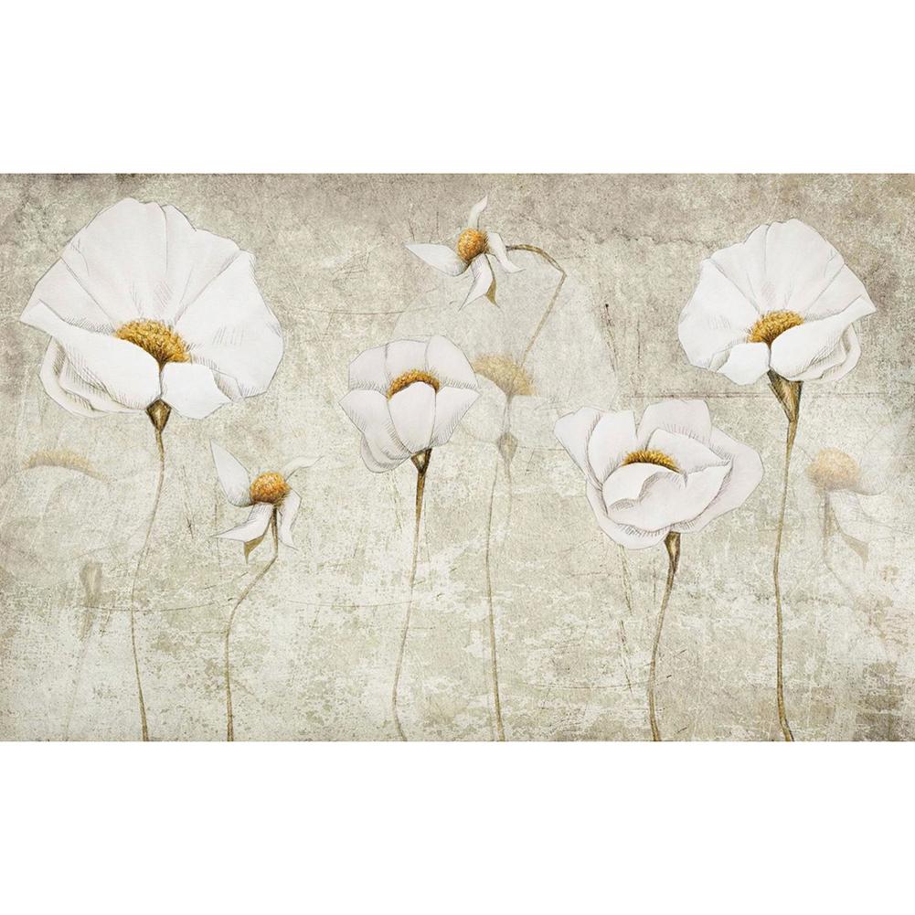 White Flowers - Full Drill Diamond Painting - 100x50cm