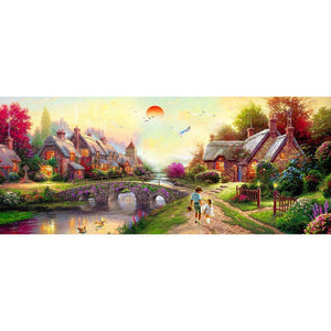 Sunset Stone Village - Full Drill Diamond Painting - 80x45cm