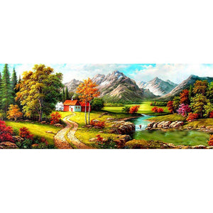 Quiet Village - Full Drill Diamond Painting - 100x50cm