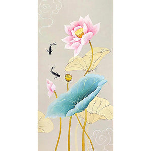 Fish Lotus - Full Drill Diamond Painting - 45x85cm