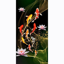 Load image into Gallery viewer, Nine Fish Lotus - Full Drill Diamond Painting - 45x85cm
