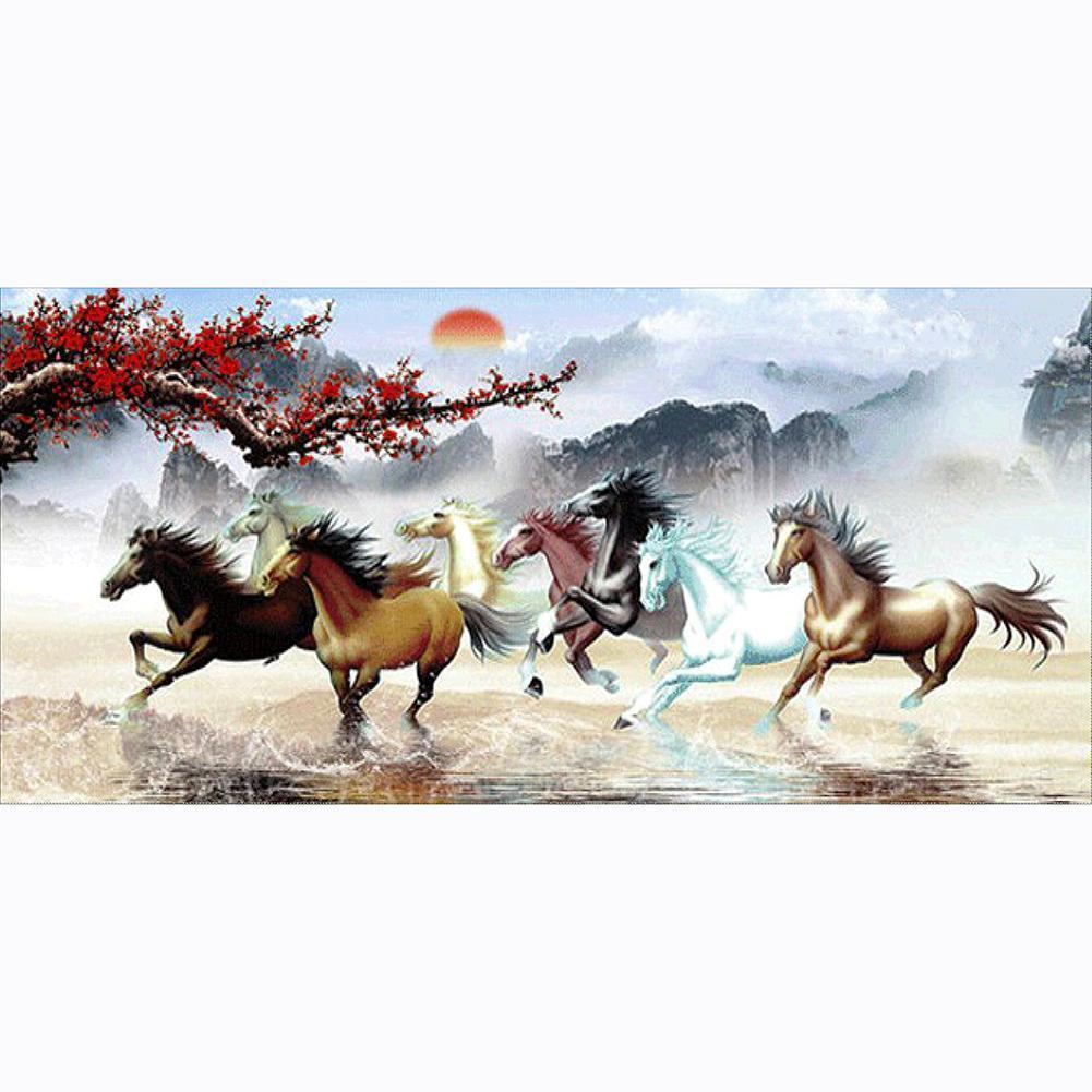 Nine Running Horses - Full Drill Diamond Painting - 100x50cm
