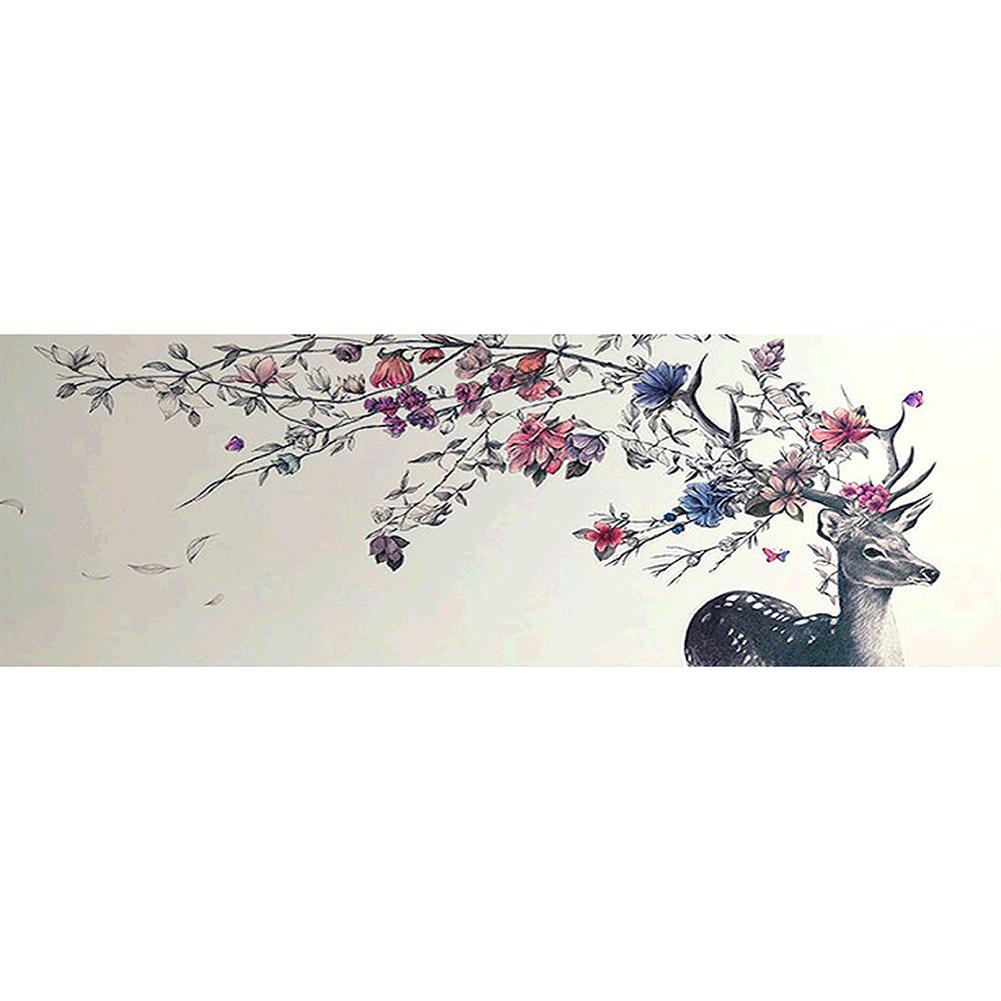 Flower Deer - Full Drill Diamond Painting - 80x30cm