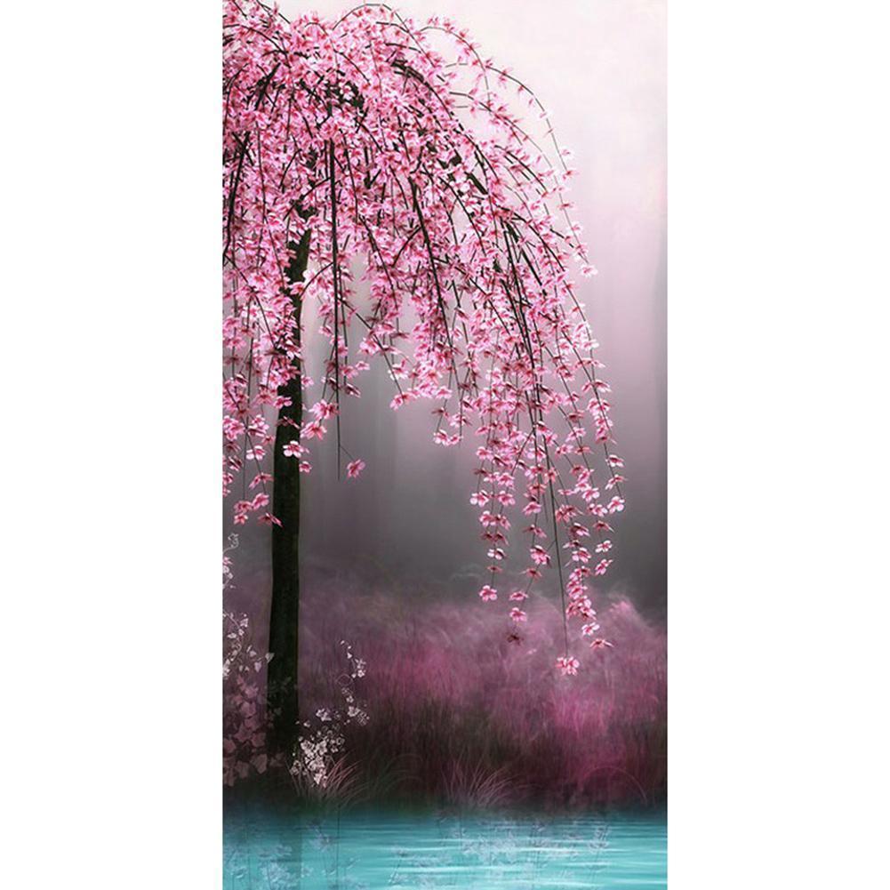 Pink Flower Tree - Full Drill Diamond Painting - 45x85cm