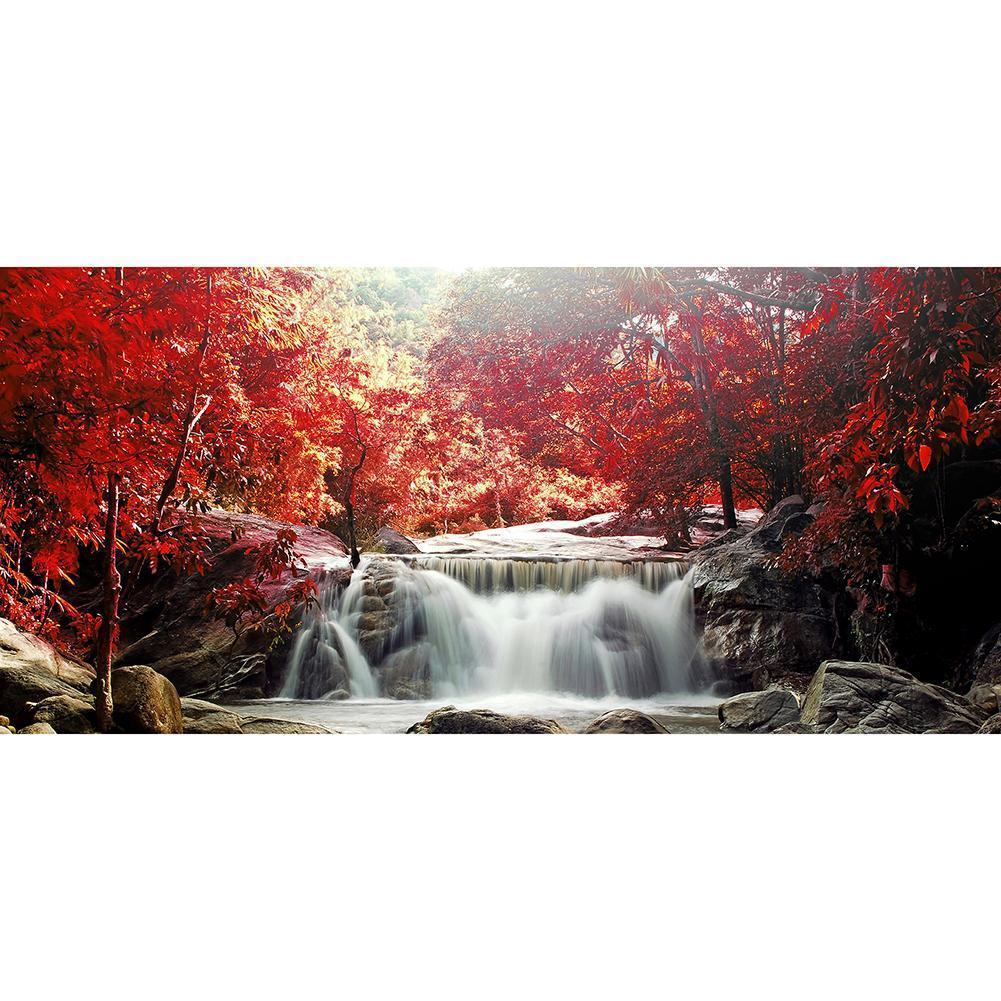 Waterfull forest - Full Drill Diamond Painting - 80x40cm