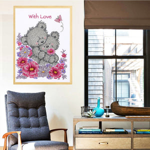 Couple Bear-Special Shaped Crystal Diamond Painting-30*40cm