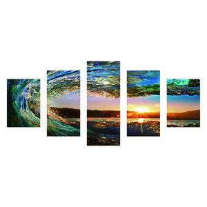 5-pictures Wave - Full Drill Diamond Painting - 95x45cm