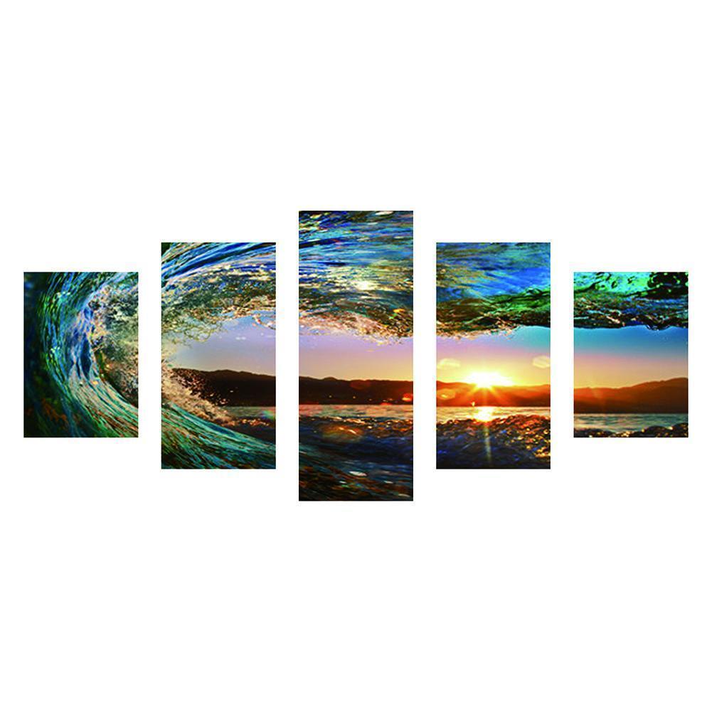 5-pictures Wave - Full Drill Diamond Painting - 95x45cm