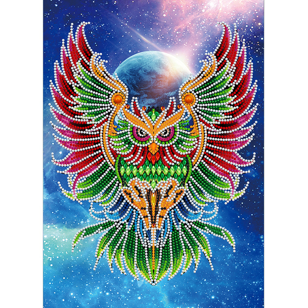 Owl-Partial Special Luminous Diamond Painting-30x40cm