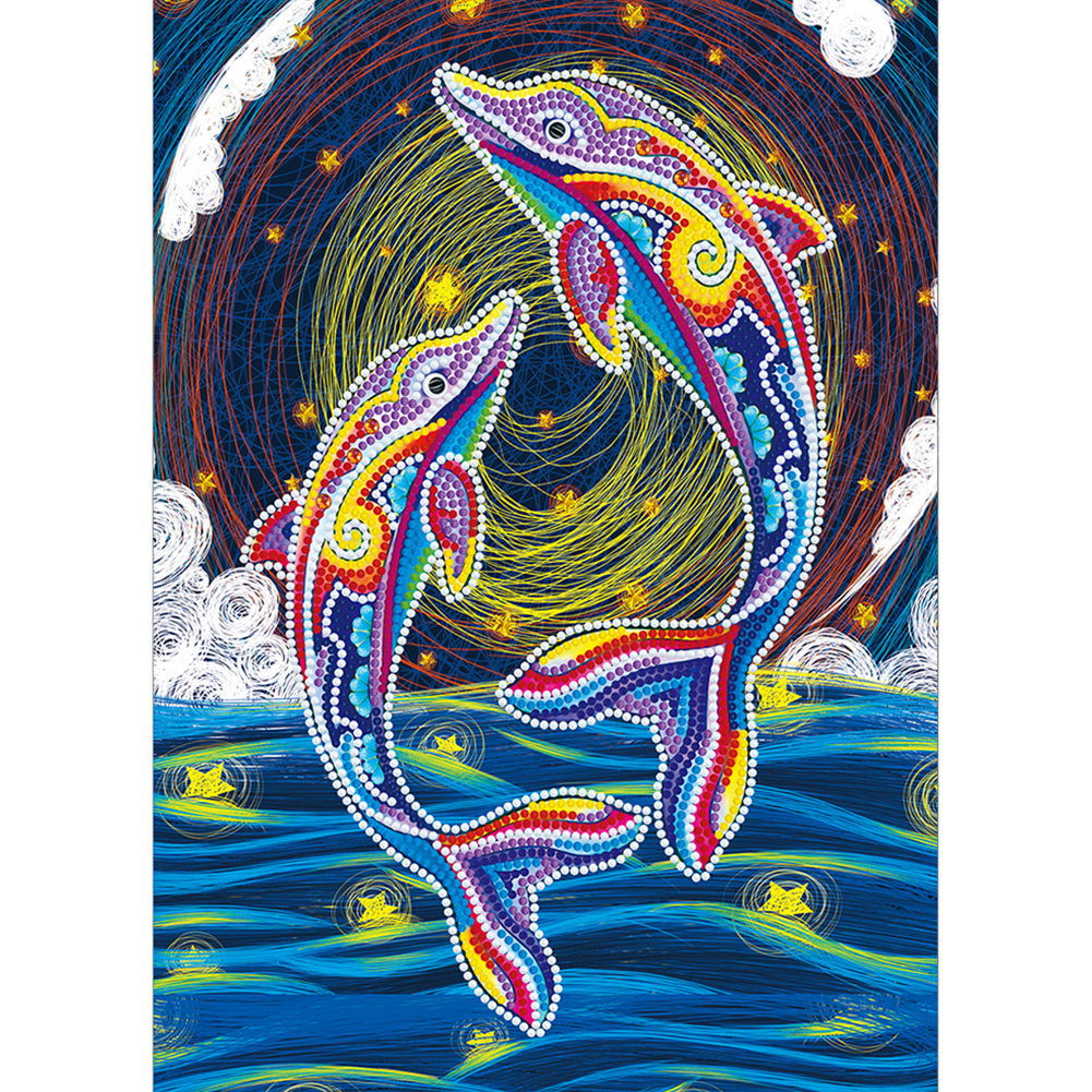 Dolphin-Partial Special Luminous Diamond Painting-30x40cm