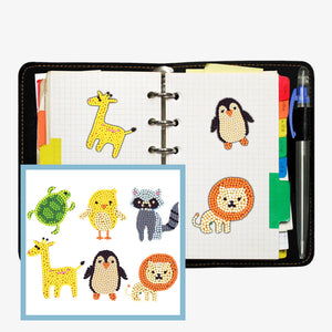 6pcs-Animal-Diamond Painting Free Stickers