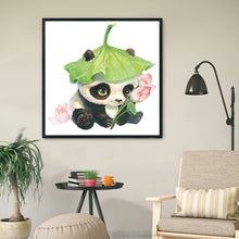 Load image into Gallery viewer, Lotus Leaf Panda-11CT Stamped 3 Strands Cross Stitch-50x50cm
