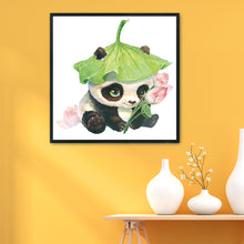 Load image into Gallery viewer, Lotus Leaf Panda-11CT Stamped 3 Strands Cross Stitch-50x50cm
