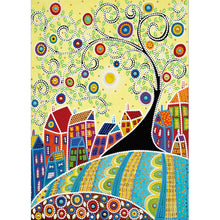 Load image into Gallery viewer, Colorful House Tree-Partial Special Luminous Diamond Painting-30x40cm
