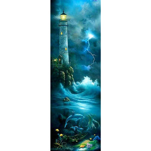 Seaside Lighthouse-Full Drill Diamond Painting-30x90cm