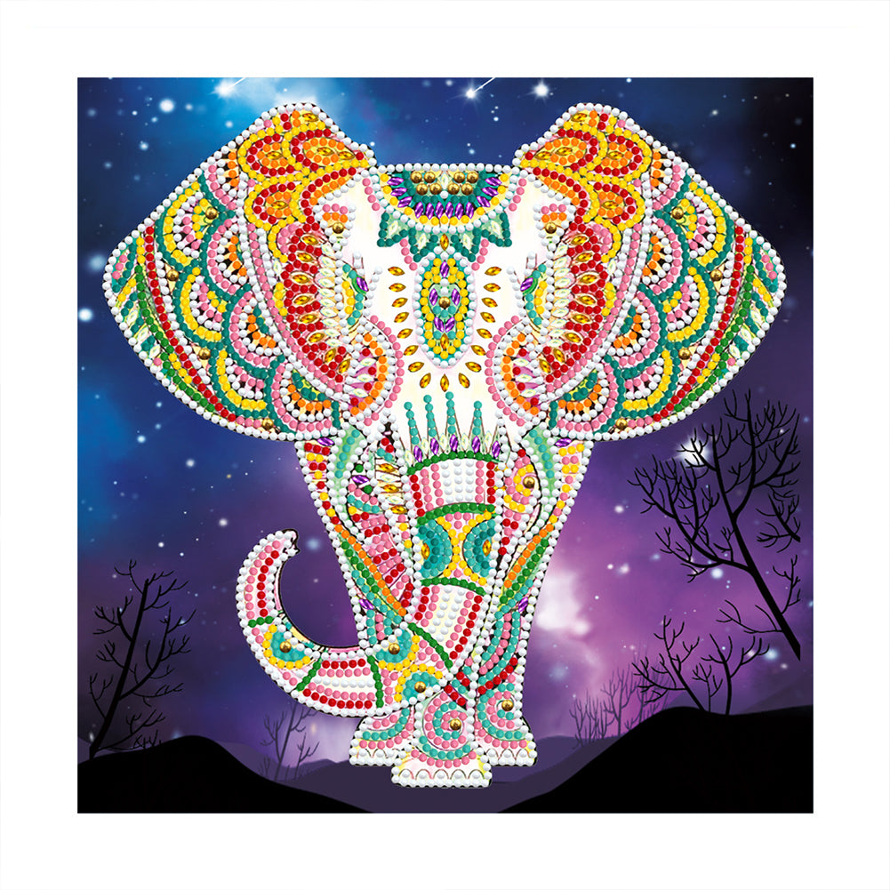 Elephant-Partial Special Luminous Diamond Painting-30x30cm