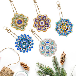 5pcs Mandala Single Sided Keychain