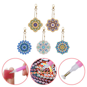 5pcs Mandala Single Sided Keychain
