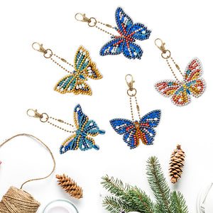 5pcs Butterfly Single Sided Keychain