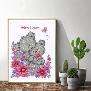 Couple Bear-Special Shaped Crystal Diamond Painting-30*40cm