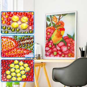 Flower Parrot-Special Shaped Crystal Diamond Painting-30*40cm
