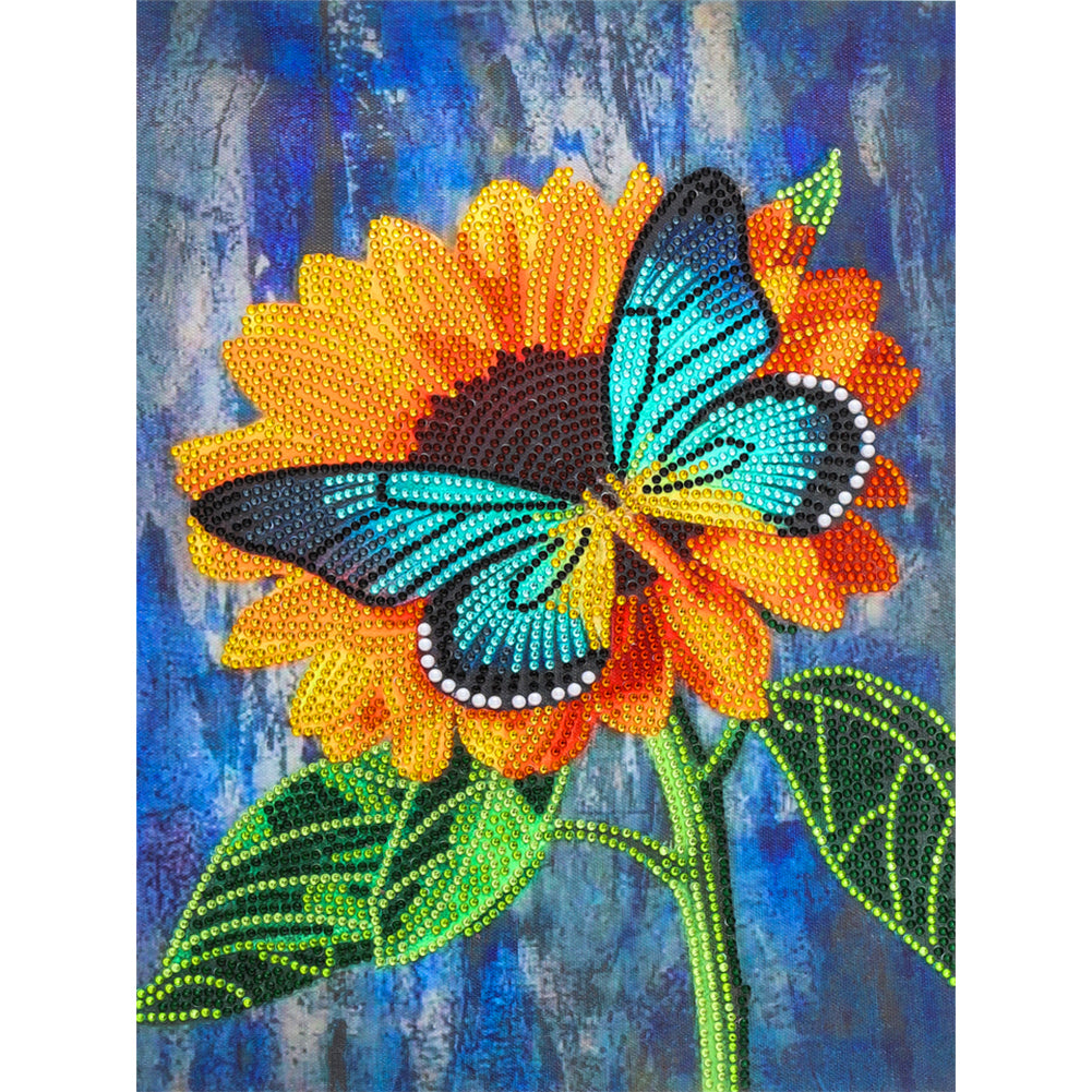 Butterfly Sunflower-Special Shaped Crystal Diamond Painting-30*40cm