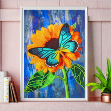 Load image into Gallery viewer, Butterfly Sunflower-Special Shaped Crystal Diamond Painting-30*40cm
