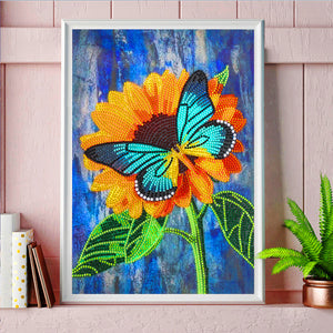 Butterfly Sunflower-Special Shaped Crystal Diamond Painting-30*40cm