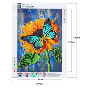 Butterfly Sunflower-Special Shaped Crystal Diamond Painting-30*40cm