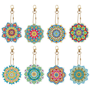 8pcs Mandala Double Sided Keychain