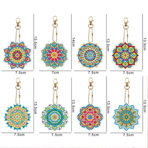 8pcs Mandala Double Sided Keychain